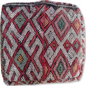 Marokkaanse kelim poef - Bohemian vloerkussen - handgeweven uit natuurlijke materialen - ongevuld k827