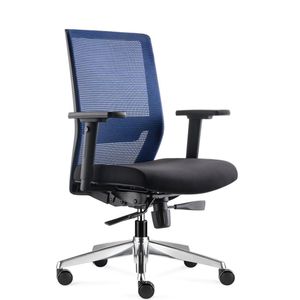 BENS 850-Ergo-3 Blauw - Ergonomische Bureaustoel - Gepolijst aluminium voetenkruis - GREENGUARD GOLD - Voldoet aan NEN-EN1335 & ARBO normen