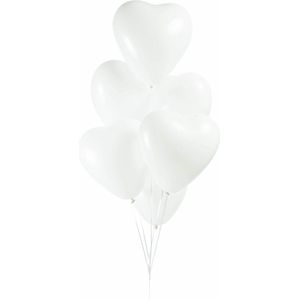 Ballonnen hartjes wit - 50 stuks - Valentijn ballonnen wit