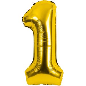Festivz Gouden Cijfer Ballon 1 - Goud – 81 CM - Decoratie – Feestversiering – Golden - Verjaardag - Bruiloft - Feest