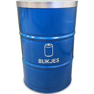 BinBin BLUE 200 Liter olievat afvalscheiding prullenbak| grote afvalbak| blikjes-inzameling| inzamelbak blikken | statiegeld blikken | Horeca afvalbak