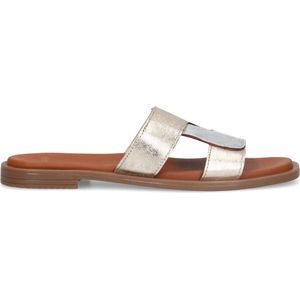 Manfield - Dames - Gouden metallic leren slippers - Maat 36