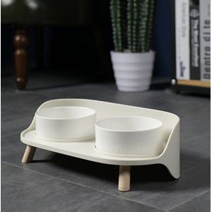 Ergonomische voerbak voor honden en katten - Hondenvoerbak keramiek - Dubbele voerbakjes op standaard