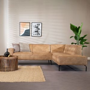 Bronx71® Industriële hoekbank Kansas eco-leer beige rechts