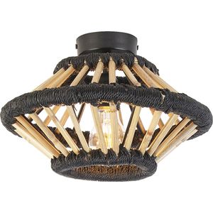 QAZQA evalin - Oosterse Plafondlamp - 1 lichts - Ø 30 cm - Zwart - Woonkamer | Slaapkamer | Keuken