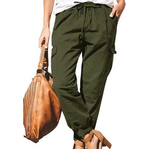 Elastische Taille Cargo Broek met Multi Zakken - XXL-OD Groen