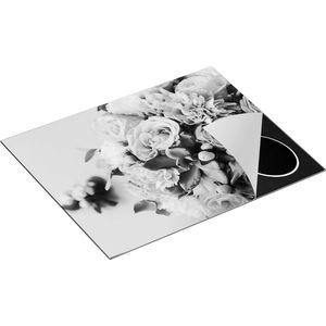 Chefcare Inductie Beschermer Bloemen in Vaas - Boeket - Zwart Wit - 65x55 cm - Afdekplaat Inductie - Kookplaat Beschermer - Inductie Mat