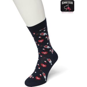 Bonnie Doon Dames Sokken met Medische Print maat 36/42 Donker Blauw - Thema Sokken - Ziekenhuis - Dokter - Cadeau Sokken - Zacht Katoen met Gladde Teennaad - Comfortabel - Perfect Cadeau - Insignia Blue - BT991116.249