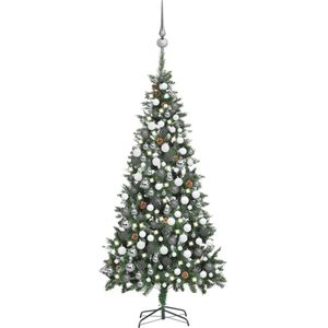 vidaXL - Kunstkerstboom - met - verlichting - kerstballen - dennenappels - 210 - cm