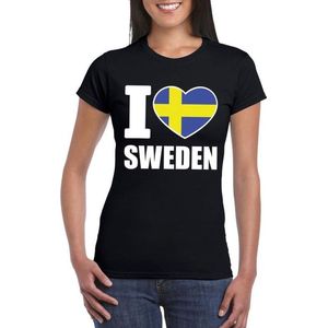 Zwart I love Zweden fan shirt dames L
