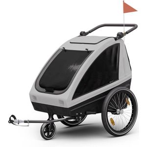 ApexArte® Fietskar Voor Kinderen - Kinderfietskar - Kinderbuggy - Grijs