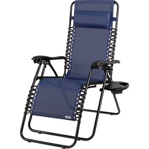 Ligstoel tuin - Ligbed - 175x67x108 cm - Donkerblauw - Inklapbaar en verstelbaar