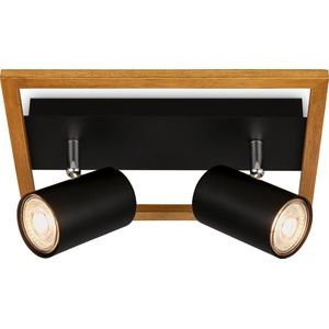 BRILONER - Plafondlamp - 2138025 - Draaibaar - GU10 fitting - Houttoepassing - Zonder gloeilamp - 27 x 20 x 12,5 cm - Zwart