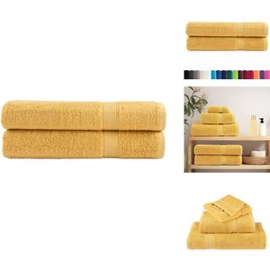 vidaXL Handdoek - Handdoeken - Badhanddoek - Badlaken - Handdoeken SOLUND 2 st 600 g/m² 100x200 cm goudkleurig