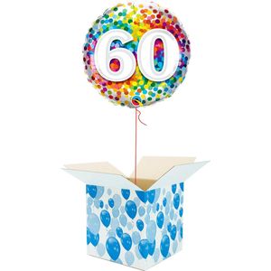 Helium Ballon Verjaardag - gevuld met helium - 60 Jaar - Confetti dots - Cadeauverpakking - Happy Birthday - Folieballon - Helium ballonnen verjaardag