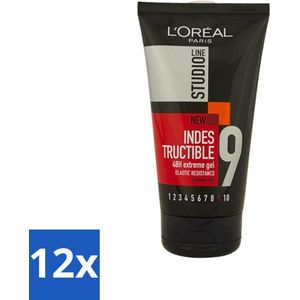 L'Oréal Paris - Gel - Studio Line - Indestructible - 48H Extreme Fixatie Gel - 150 ml - Voordeelverpakking - 12 stuks