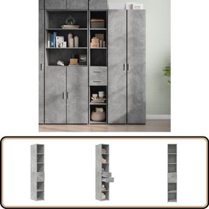 vidaXL Hoge kast - 30x42,5x185 cm - Betongrijs Opbergkast - Houten Kast - Hoogslaapkast - Scandinavisch Design - Betonnen Look