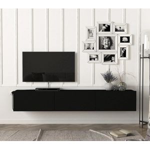 TV Meubel Hangend 180 cm – Zwart – Modern Design – Met Opbergruimte – Zonder Pootjes