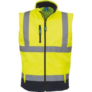 Fluo Softshell Bodywarmer - Fluo Yellow/Navy - 3XL - Yoko