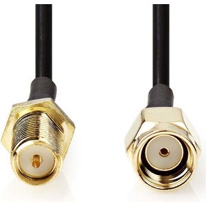 Nedis Antennekabel - RP-SMA Male - RP-SMA Female - Verguld - 50 Ohm - Enkelvoudig Afgeschermd - 3.00 m - Rond - PVC - Zwart - Label