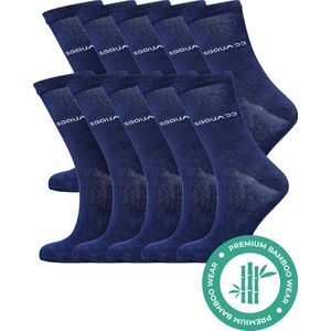 SQQUADD® Bamboe Sokken Dames en Heren - Unisex 10-pack - Maat 39-42 - Naadloos en Duurzaam - Tegen Zweetvoeten - Bamboo - Blauw