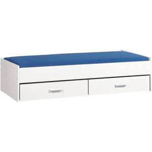 Bed met opbergruimte | 90x200 | Wit | Inclusief witte lades | 2 stuks 83cm diep