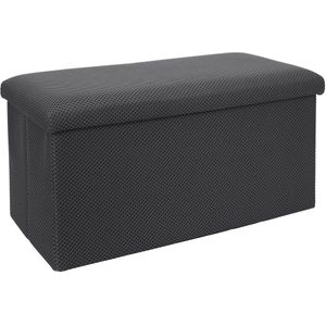 Home Deco Factory Poef/hocker Atome - opvouwbaar - stof - opbergbox - grijs - 2 persoons - 76 x 38 x 38 cm