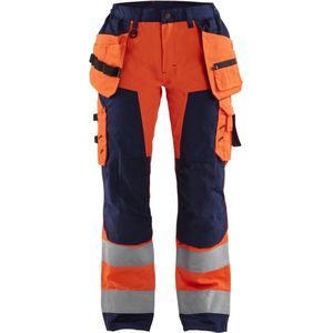 Blaklader Dames werkbroek High Vis met spijkerzakken 7156-1811 - High Vis Oranje/Marineblauw - D22