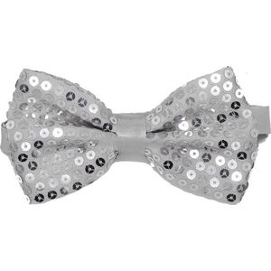 Zilveren strik - Vlinderdas - Bow tie - Heren - Disco outfit - Glitter pailletten - Zilver