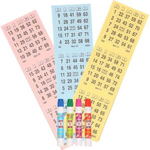 Optimale Bingo Spel Accessoires Set - 150x Bingokaarten - 4x Bingostiften - Voor 4 Personen