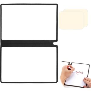 A5 Mini whiteboard 338 x 24 cm draagbaar en afwasbaar met 2 doeken, dubbelzijdig te beschrijven voor thuis, kantoor en school (zwart)