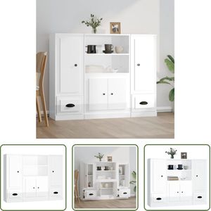 The Living Store Hoge Kast - Buffetkast - 132 x 35.5 x 103.5 cm - Hoogglans Wit