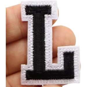 Alfabet Strijk Embleem Letter Patch Zwart Wit Letter L / 3.5 cm / 4.5 cm