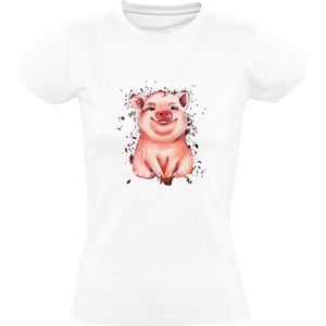 Varken Dames T-shirt | dier | verf | schilder | boer | boerin