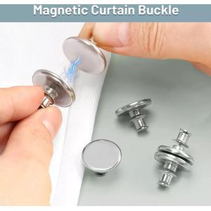 1 Paar Gordijn Magneten Zilver - Knop - Bevestigingsclip - Magnetische sluiting gordijn - 20mm diameter - Magneten - Geen licht meer binnen - Gordijnmagneten - Verduisterend - Magneet sluiting - Stoffen gordijn - Gordijnen dicht houd