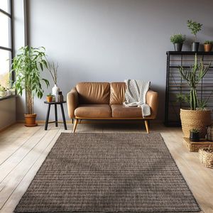 Weerbestendig Buitentapijt 140 x 200 cm - Sisal-Look Bruin Gemêleerd Design voor Terras, Balkon en Tuin
