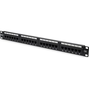 Digitus – DN91624U - CAT 6 Patch Panel, unshielded, 24-port RJ45, 8P8C, LSA, 1U, rack mount, zwart