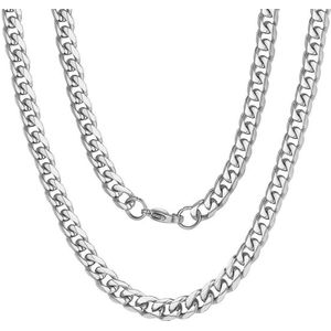 Fako Bijoux® - Schakelketting Staal - Cubaanse Schakel Ketting - RVS - Gourmette - Cuban Link - 7.5mm - 60cm - Zilverkleurig