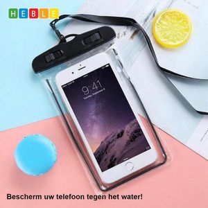 *** Universele Waterdichte Telefoonhoesje - Onder water hoesje - Pasjeshouder - Geschikt voor alle Smartphones - Tot 6.5 inch - Waterproof - Onderwater foto's maken - Zwart - van Heble® ***