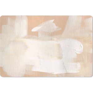 Muismat XXL - Bureau onderlegger - Bureau mat - Kunst - Wit - Beige - Modern - 120x80 cm - XXL muismat