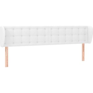 vidaXL - Hoofdbord - met - randen - 203x23x78/88 - cm - kunstleer - wit