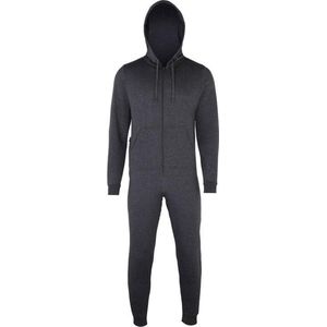 Warme onesie/jumpsuit donkergrijs voor heren - huispakken volwassenen - maat S/M