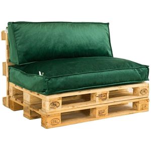 2L Home & Garden Palletkussen Velvet Donkergroen - 120 x 80cm