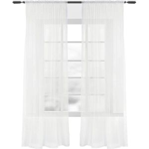 Kamyra® Gordijnen - 2 Stuks - 100% Polyester - Gordijnroede/Gordijn/Vitrage - Crème - 140x225cm