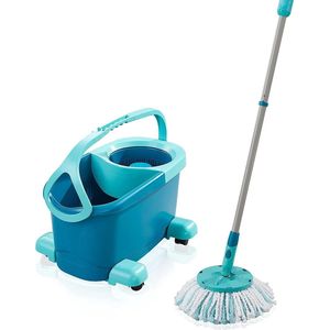 Clean Twist Disc Mop Ergo 2.0 met rolwagen - Vloerwisser voor tegels en laminaat - Met kliksysteem en centrifugertechnologie mop and bucket set