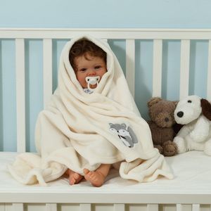 75 x 100 cm, licht, behaaglijk, wollig, warm, fleece deken voor zuigelingen, kinderbed, kinderbed, kinderwagen, babyverjaardag (ivoorkleurig)
