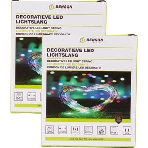 Benson Lichtsnoer - 2x - LED - multicolor - waterdicht - 13M - lichtslang / feestversiering