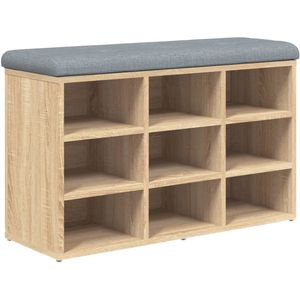 vidaXL Schoenenbank 82x32x50 cm bewerkt hout sonoma eikenkleurig - Schoenenbankje - Schoenenbankjes - Halbankje - Opbergbankje