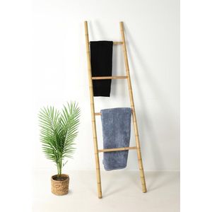 Bamboe houten decoratieve ladder natuur - 160 x 45 cm - houten ladder decoratie muur garderobe om tegen te leunen