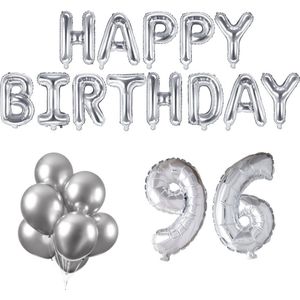 96 jaar Verjaardag Versiering Ballon Pakket Zilver
